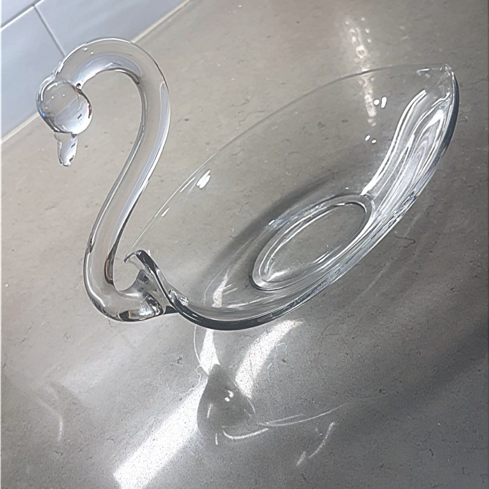 Elegant Clear Glass Swan Dish